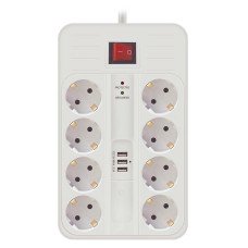 Technik Πολύπριζο 8 Θέσεων  με Διακόπτη & 3 Θύρες USB 16A με Προστασία Υπέρτασης 1.5m 